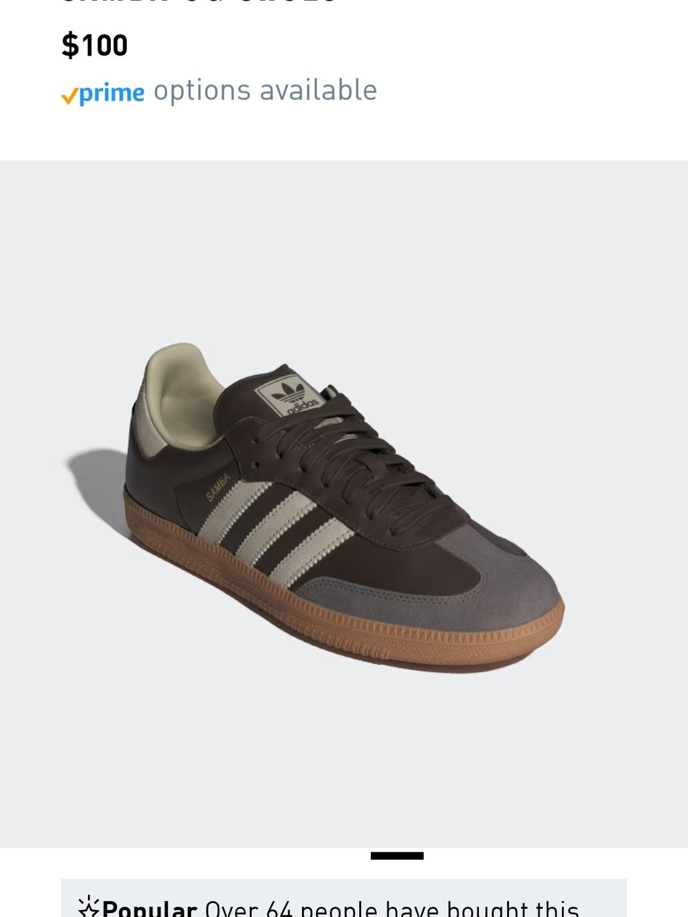 Adidas Samba Low-Top Sneaker in Dark Brown and Gum